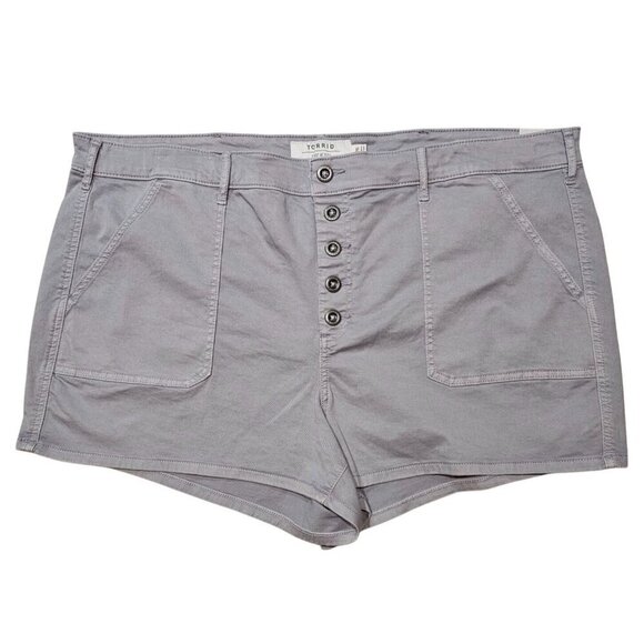 Torrid Womens Gray Button-Fly Denim Short Shorts With Lots of Stretch Size 26 - Picture 1 of 5